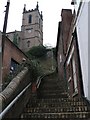 SJ6703 : Ironbridge: steps to the church by Chris Downer