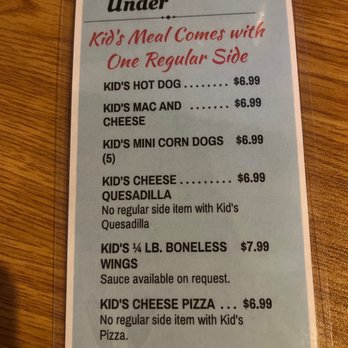 Kids menu