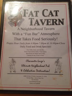 Photo of Fat Cat Tavern - Largo, FL, US. Happy hour 4-7 and 10pm-close