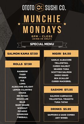 Photo of Ototo Sushi - San Diego, CA, US. Munchie Mondays special menu