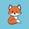 Cartoon fox winking at the viewer with a blue background