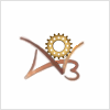 The AO3 logo in steampunk copper with a cog-head.