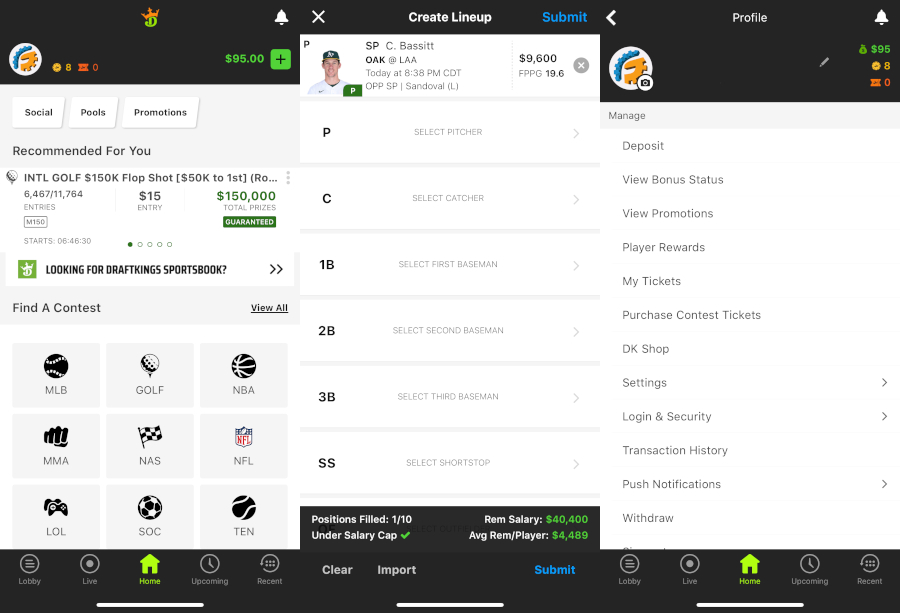 DraftKings Fantasy Mobile App