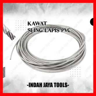 Kawat Seling LAPIS PVC 5 mm - Tali Sling Baja Galvanis Cable Wire Rope