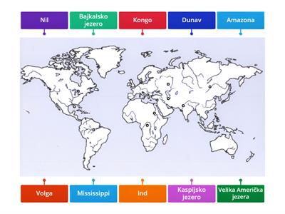 Karta svijeta-rijeke i jezera