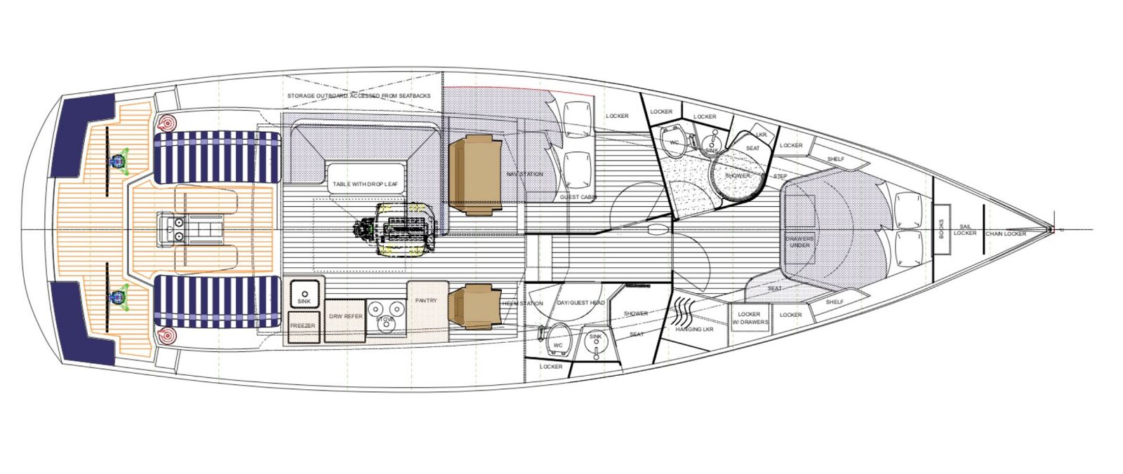 tartan 455 three cabin layout