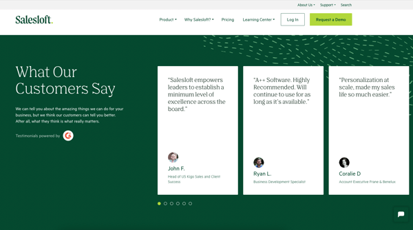Salesloft G2 landing page