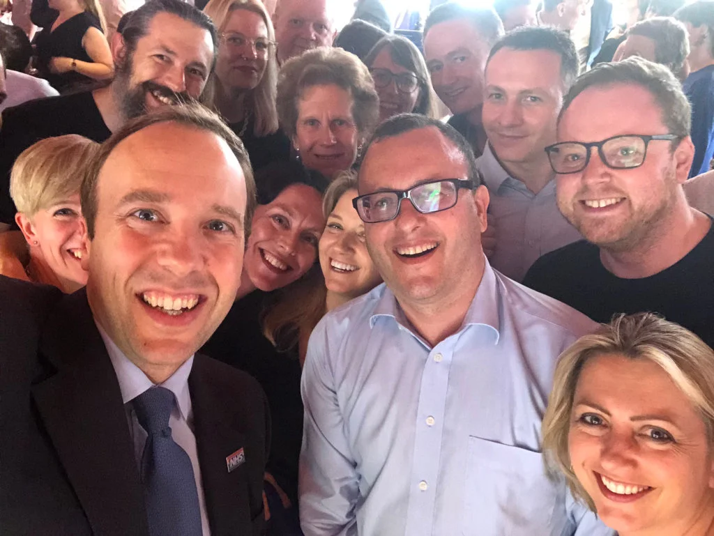 Selfie by Matt Hancock, featuring some of the team behind NHSX. I am in the background.