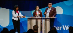 Aana Edmondson and Professor Leslie (Phil) Duncan, on Centre Stage at World Water Week 2024, interviewed by moderator, Arati Davis