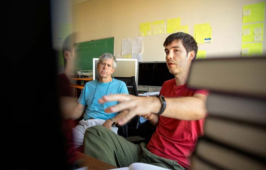 Professor Michael Macy with a grad student