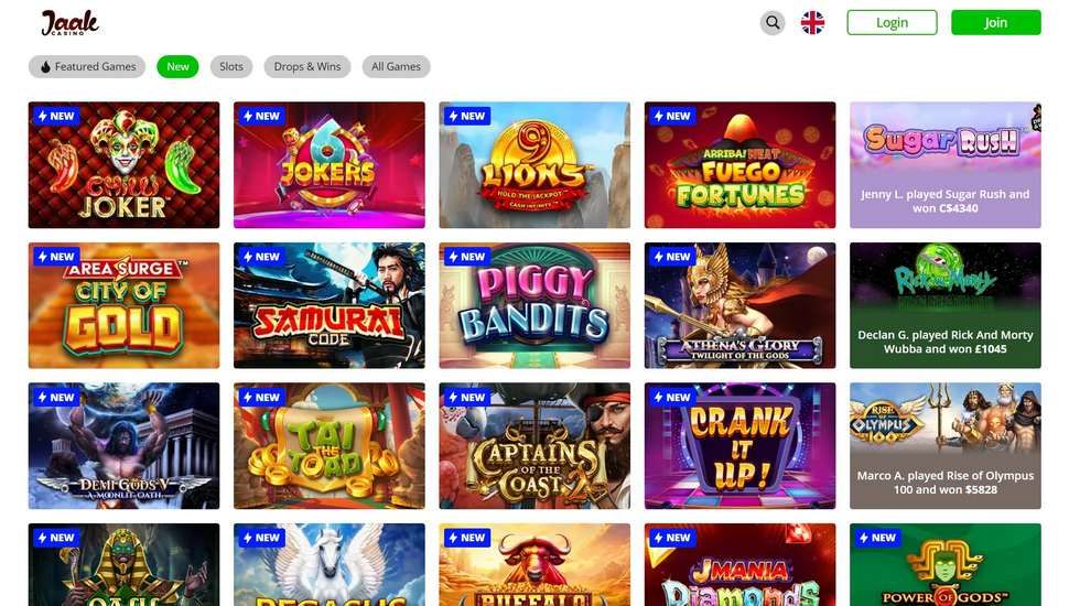 Jaak Casino slots page