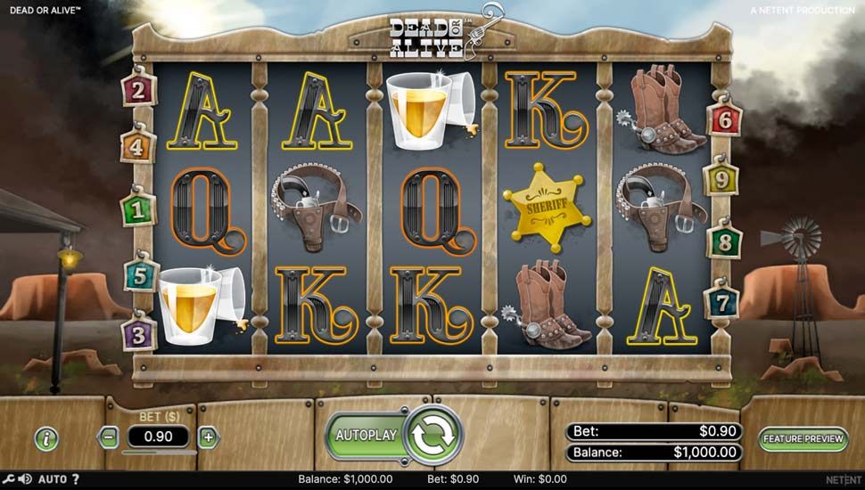 Dead or Alive slot gameplay