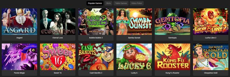 Yebo Casino Popular Games