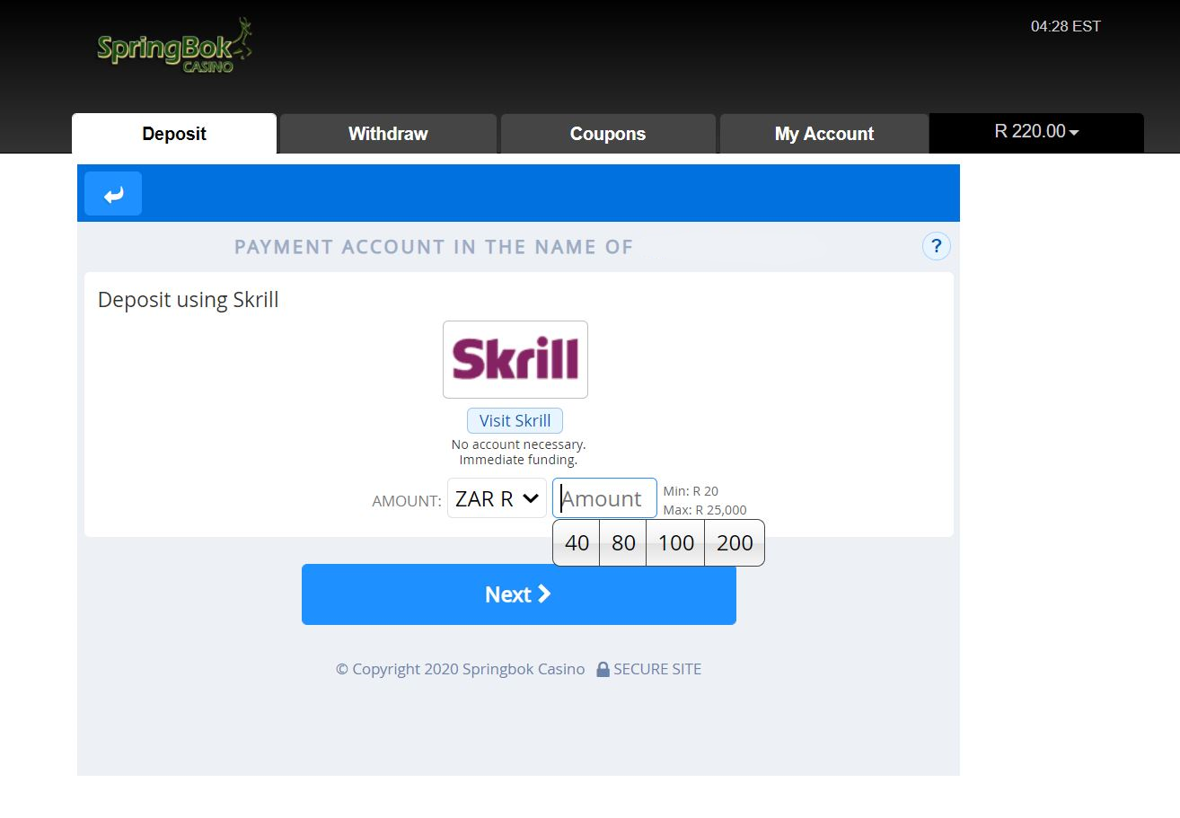 Skrill deposit