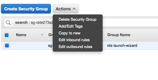 Create security group dialog