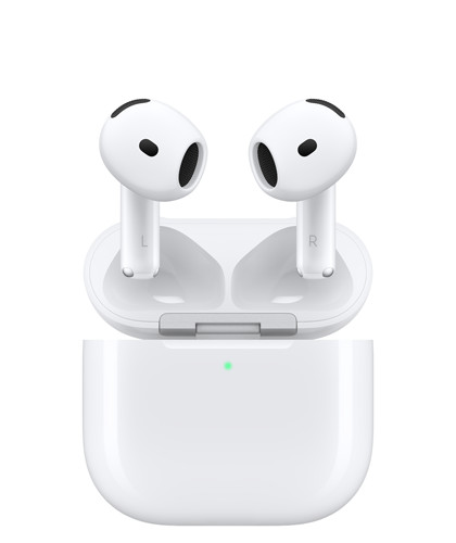 AirPods 4 with Active Noise Cancellation and Wireless Charging Case, rounded edges, external LED power indicator