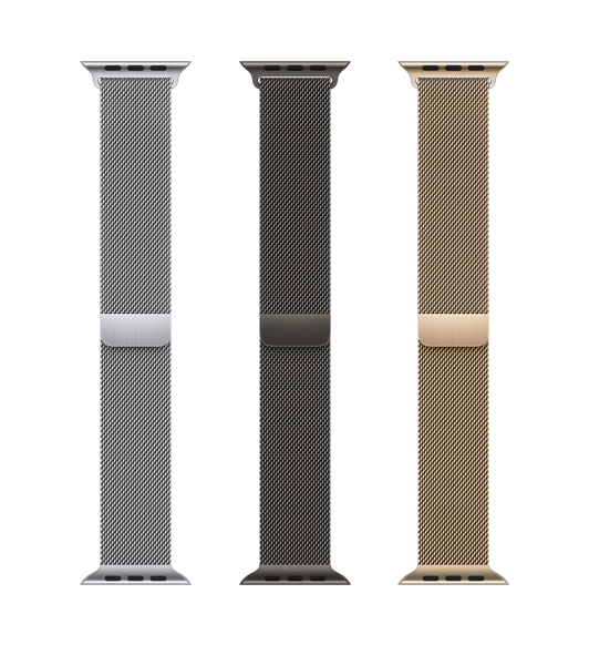 Milanese Loop band colors, Gold, Silver, Graphite