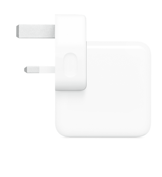 Profile of 30 watt USB-C Power Adapter (with Type G plug).