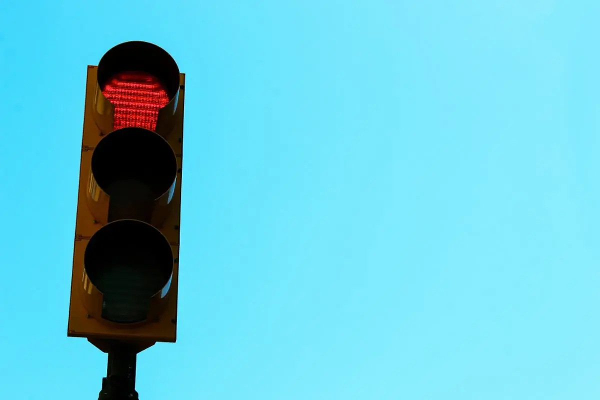 A red traffic light.