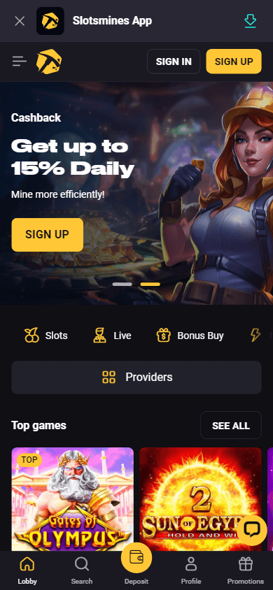 slotsmines_casino_homepage_mobile