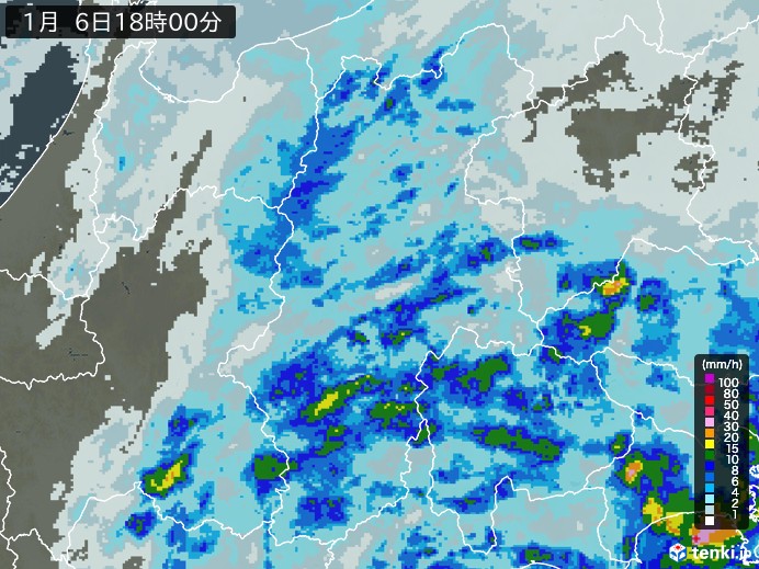 長野県の雨雲レーダー(予報)