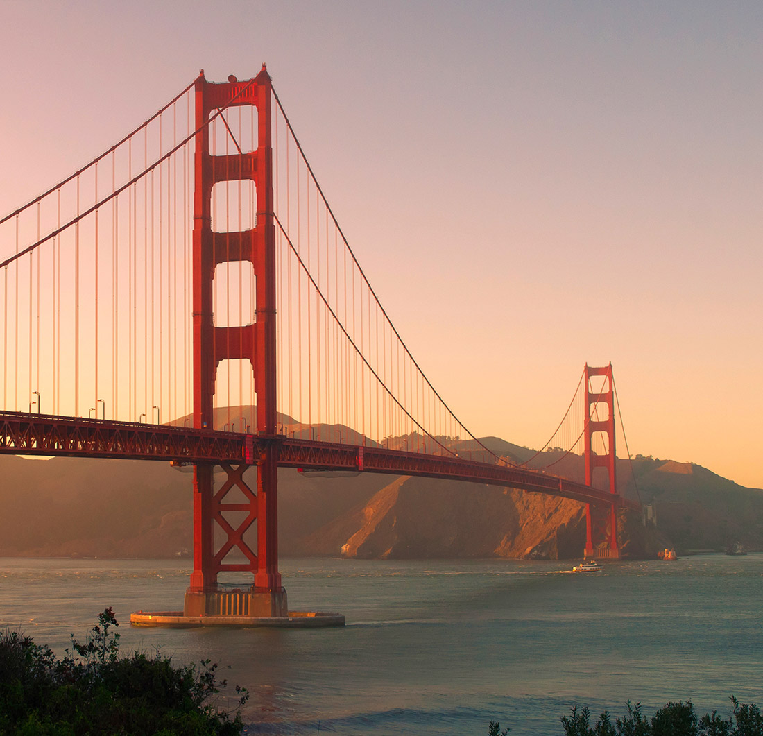 Landscape photograph, featuring the Golden Gate bridge.