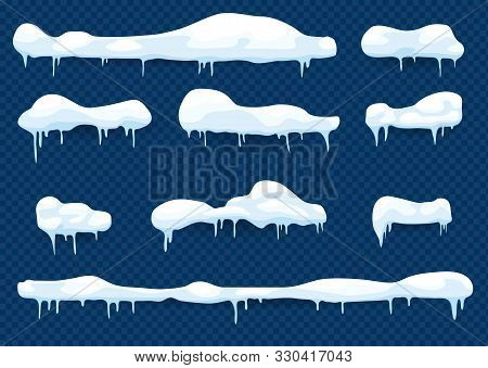 Snow Elements. Set Of Isolated Snow Cap. Snow Cap Vector Collection.  Snow Cap For Design And Decora