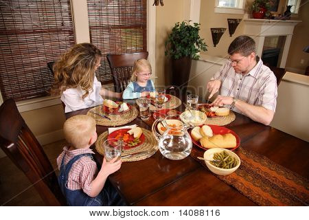 Family having dinner together