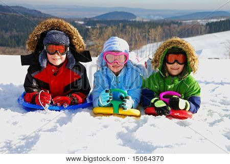 Kids playing in snow