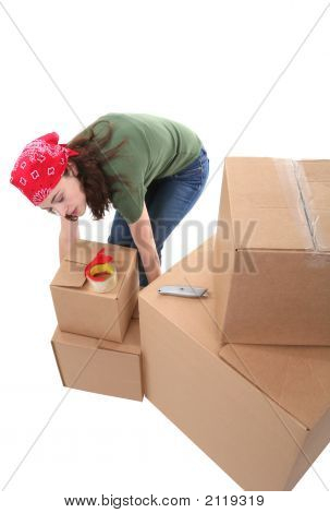 Woman Lifting Boxes