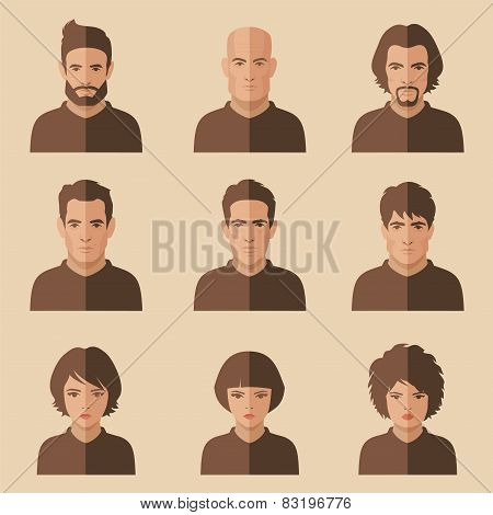 vector flat people face,