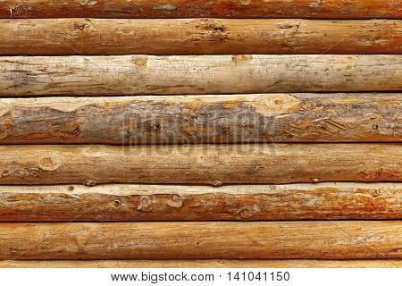 Log Cabin Debarked Wall Textured Horizontal Background