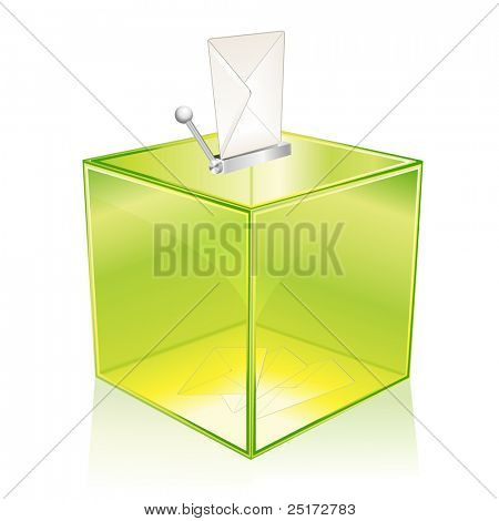 Transparent green ballot box, for your vote