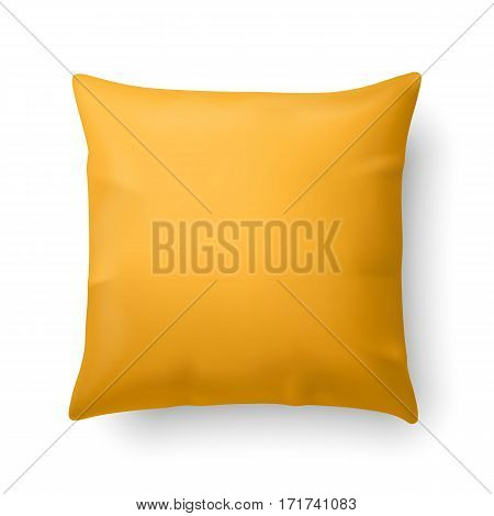 Close Up of a Yellow Pillow Isolated on White Background