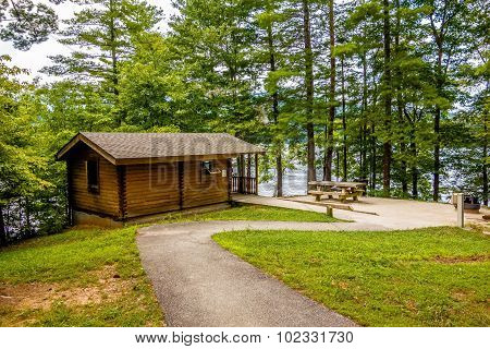 Log Cabin Surrounded By The Forest At Lake Santeetlah North Carolina Usa