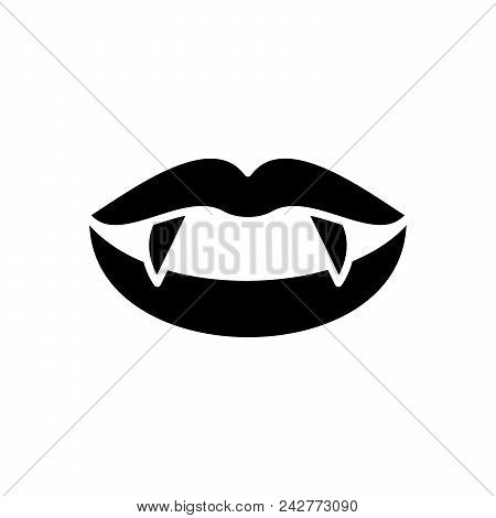 Vampire Fangs Black Icon Concept. Vampire Fangs Flat  Vector Website Sign, Symbol, Illustration.