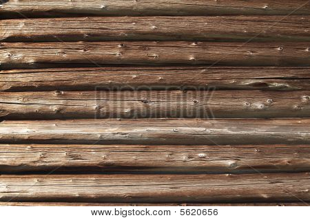 Closeup Of Old  Log Wall