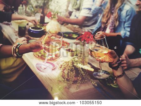 Beach Cheers Celebration Friendship Summer Fun Dinner Concept