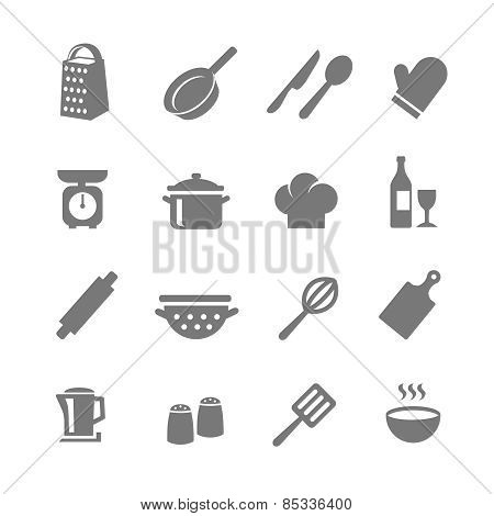 Set of kitchen and cooking icons.