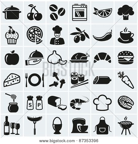 Food And Cooking Icons. Vector Set.