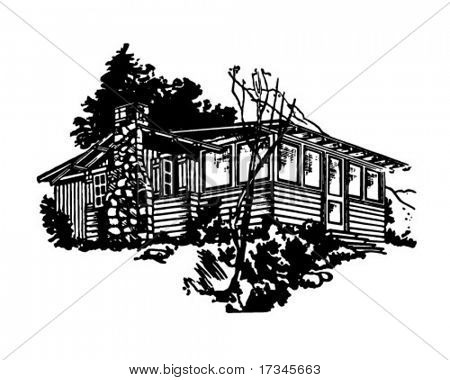 Simple Cabin - Retro Clip Art