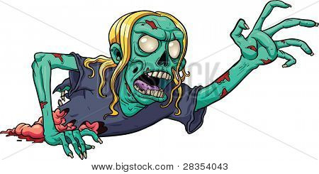 Crawling cartoon zombie. Vector illustration with simple gradients. All in  a single layer.