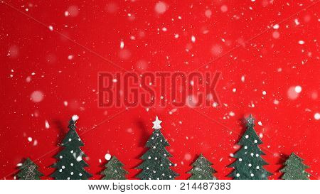 Christmas holiday background with Santa and decorations. Christmas landscape with gifts and snow. Merry christmas and happy new year greeting card with copy-space. Christmas celebration holiday background.