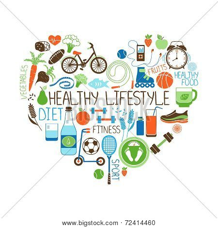 Healthy Lifestyle  Diet and Fitness Heart sign