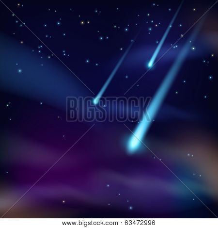 Night sky with comets wallpaper