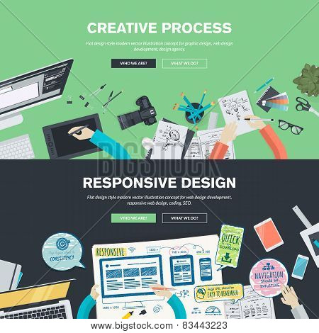 Flat design illustration concepts for graphic and web design development