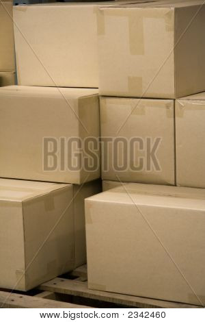 Stack Of Boxes In A Warehouse