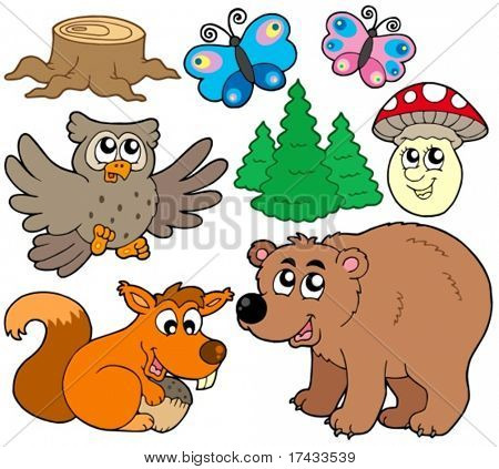 Forest animals collection 3 - vector illustration.