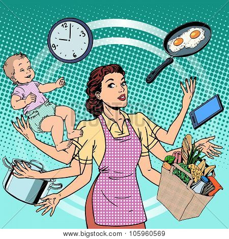 Housewife work time family success woman