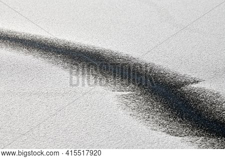 Abstract Black Line On Snow-white Background. Black And White Minimalist Art, Contrast Achromatic. M